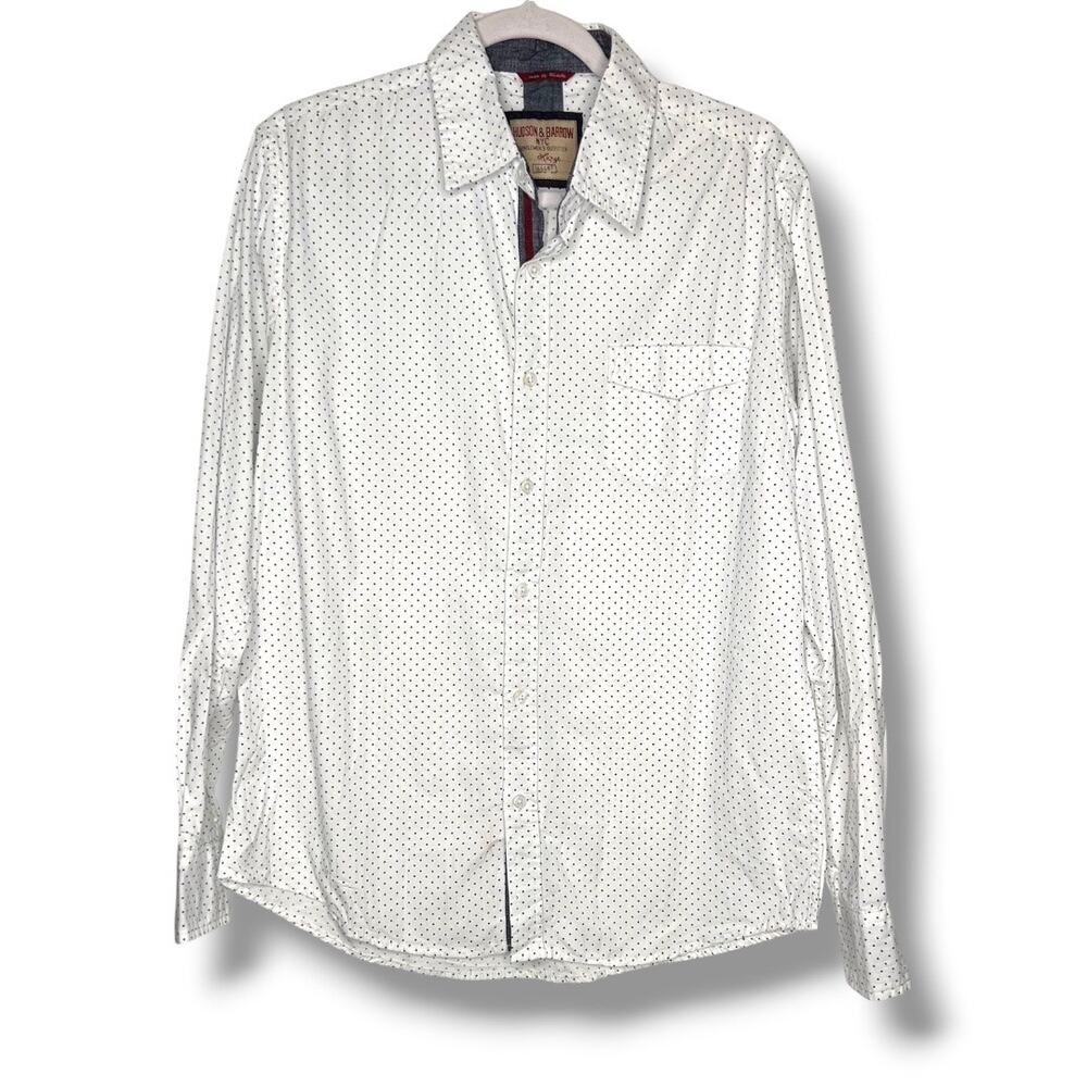 Hudson & Barrow Gentlemen's Outfitter White Micro Dot Button Up Shirt Large